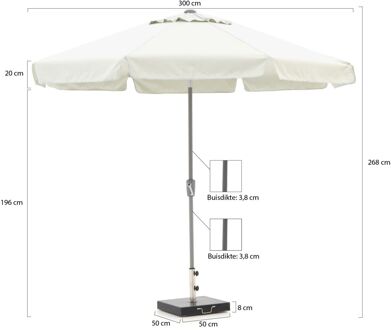 Aruba parasol ø 300cm - Laagste prijsgarantie! Wit