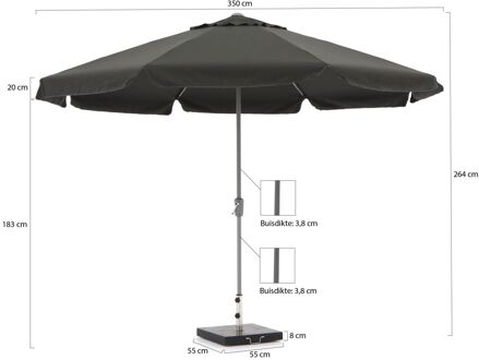 Aruba parasol ø 350cm - Laagste prijsgarantie! Zwart