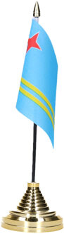 Aruba tafelvlaggetje 10 x 15 cm met standaard