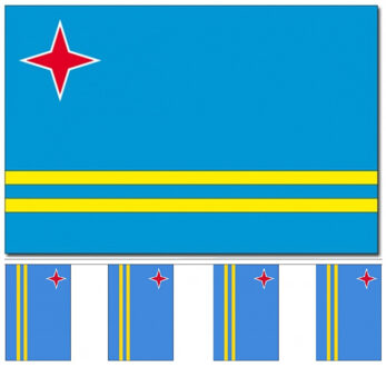 Aruba versiering/feestartikelen set - vlag 90 x 150 cm - vlaggenlijn van 300 cm - landen