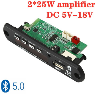 ARuiMei 2*25W 50W amplifier MP3 Player Decoder Board 5V-18V Bluetooth 5.0 Car FM Radio Module Support TF USB AUX