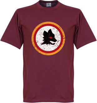 AS Roma Vintage Logo T-Shirt - Bordeaux