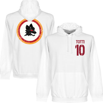 AS Roma Vintage Logo Totti 10 Hooded Sweater - Wit - Kinderen - 1-2YRS