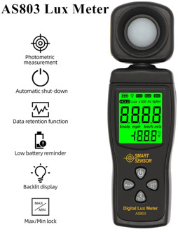 AS803 Luxmeter Digital Light Meter Lux Meter Photometer uv Meter UV Radiometer LCD Illuminometer Photometer Luminance Tester