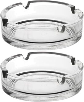 Asbak - 2x - glas - D11 cm - transparant - voor binnen en buiten