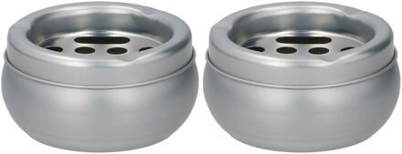 Asbak - 2x stuks - Aluminium - 10 x 5,5 cm