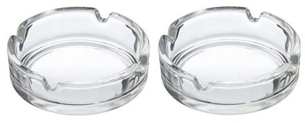 Asbak - 2x - transparant - D10 cm - glas - doorzichtige rookasbak - Tabaksbenodigdheid