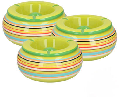 Asbak - 3x stuks - gekleurd - rond - 19 cm - keramiek - buiten - terras asbakken