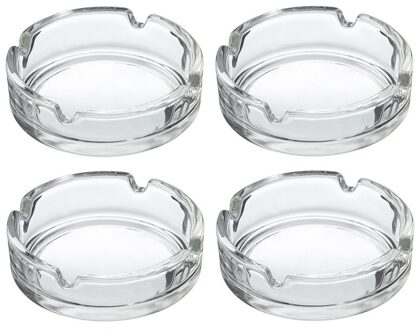 Asbak - 4x - transparant - D10 cm - glas - doorzichtige rookasbak - Tabaksbenodigdheid