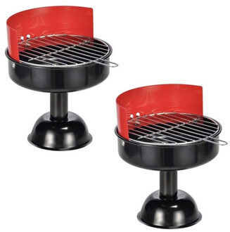 Asbak BBQ/grill - 2x - rood - 13 x 15 cm - feest/cadeau asbakken