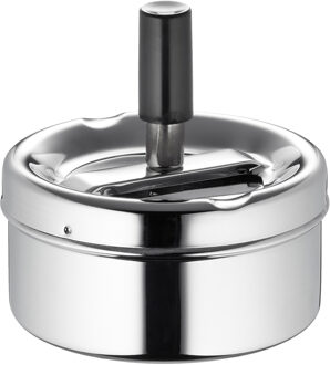 Asbak - draaiasbak - drukasbak - terrasasbak - chroom - metaal - D9 x H9 cm Zilver