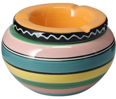 Asbak - gekleurd - D14 cm - aardewerk - oranje - rond - buiten/binnen asbakken