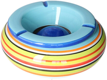Asbak - gekleurd - rond - 19 cm - keramiek - buiten - terras asbakken Multi