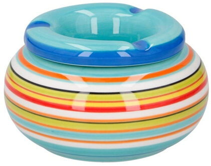 Asbak - keramiek - gekleurd met blauw - stormasbak - D11 cm