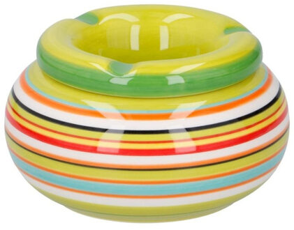 Asbak - keramiek - gekleurd met groen - stormasbak - D11 cm