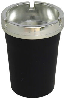 Asbak met deksel - voor auto, strand en tuin - zwart - 11 x 8 cm - kunststof