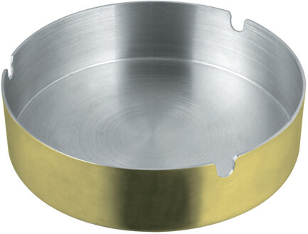Asbak rond - RVS metaal - goud metallic - 9 x 3 cm - buiten/binnen - Asbakken Goudkleurig