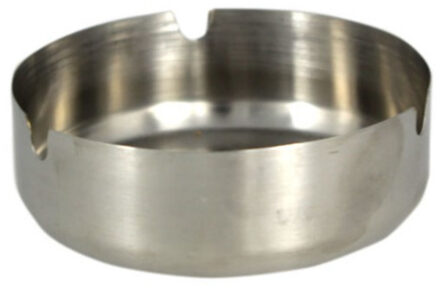 Asbak rond - RVS metaal - zilvergrijs - 9 x 3 cm