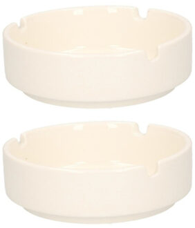 Asbak - Set van 2x stuks - wit - porselein - 10 cm