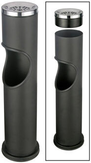 Asbak - staand - met uitneembare prullenbak - Zwart - H46,5 x B6.5 cm