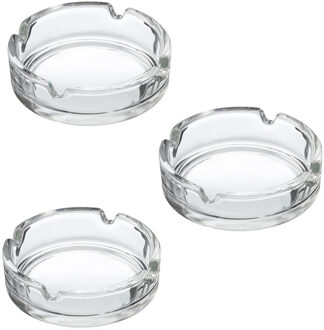 Asbak - Voordeelset van 6x stuks - transparant - D10 cm - glas - doorzichtige rookasbak - Tabaksbeno
