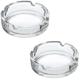 Asbak - Voordeelset van 8x stuks - transparant - D10 cm - glas - doorzichtige rookasbak - Tabaksbeno