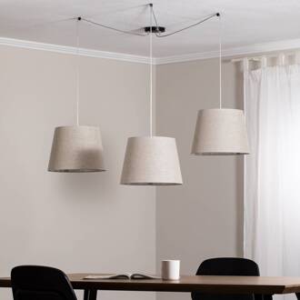 Ascot hanglamp, beige, stof, 3-lamps, decentraal beige, zwart