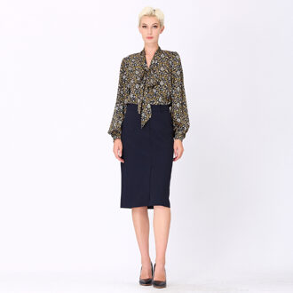 Ascot-tie blouse en kunst-deco print - maat Veelkleurig