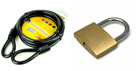 ASF Fischer staalkabel met hangslot 50 mm - kabel geplastificeerd 1.5m x 8 mm - slot met sleutels