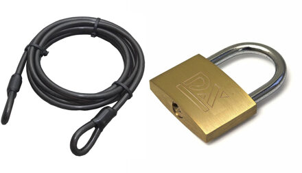 ASF Fischer staalkabel met hangslot 50 mm - kabel geplastificeerd 10m x 8mm - slot met sleutels