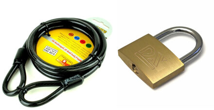 ASF Fischer staalkabel met hangslot 60 mm - kabel geplastificeerd 1.5m x 8 mm - slot met sleutels