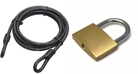 ASF Fischer staalkabel met hangslot 60 mm - kabel geplastificeerd 5m x 12mm - slot met sleutels