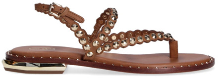Ash Onregelmatige sandalen met leren bovenwerk en metallic details ASH , Brown , Dames - 36 Eu,35 EU