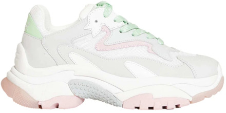 Ash Witte en roze sneakers met groene veters ASH , White , Dames - 37 Eu,39 EU
