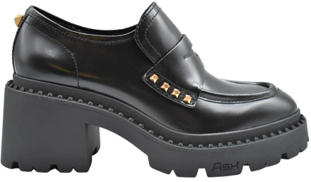 Ash Zwarte platte schoenen met Nelson Stud Gold Sun Polish Calf ASH , Black , Dames - 39 Eu,40 EU
