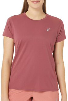 ASICS Core Short Sleeve Top - Roze Hardlooptop Dames Rood - M