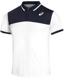 ASICS Court Polo Heren wit - donkerblauw - XL