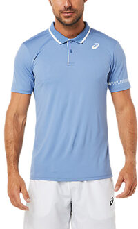 ASICS Court Polo Shirt - Heren Polo Blauw Lichtblauw - XL