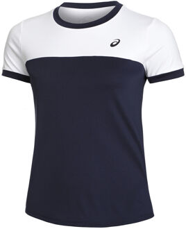 ASICS Court SS Shirt Dames donkerblauw - wit - XL