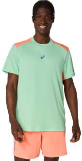 ASICS Court T-shirt Heren-Groen,Koraal - S,L