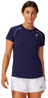 ASICS Court Womens Piping Short Sleeve - Blauw - Dames - maat  S