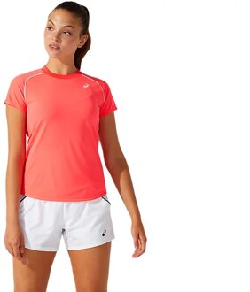 ASICS Court Womens Piping Short Sleeve - Roze - Dames - maat  S