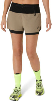 ASICS Fujitrail 2in1 Short Dames bruin - XL