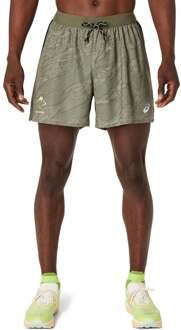 ASICS Fujitrail AOP 5in Hardloopshorts Heren-Groen - M,L,XL