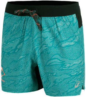 ASICS Fujitrail AOP 5in Hardloopshorts Heren-Turkoois - S