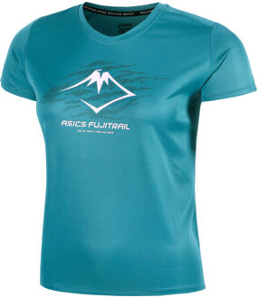 ASICS Fujitrail Logo Hardloopshirt Dames-Blauw - S