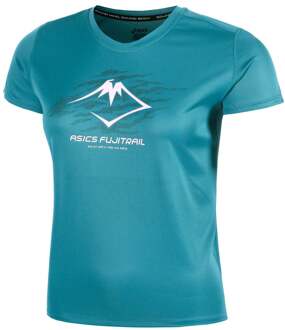 ASICS Fujitrail Logo Hardloopshirt Dames-Blauw - XS,S