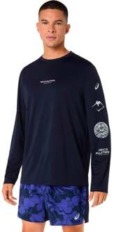 ASICS Fujitrail Logo Hardloopshirt Heren-donkerblauw, blauw - S,M,L,XL