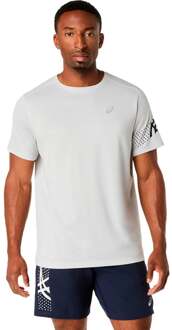 ASICS Icon Hardloopshirt Heren-lichtgrijs, donkerblauw - S