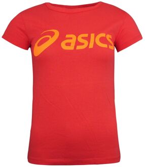 ASICS Logo Dames Koraal T-Shirt - maat S Rood